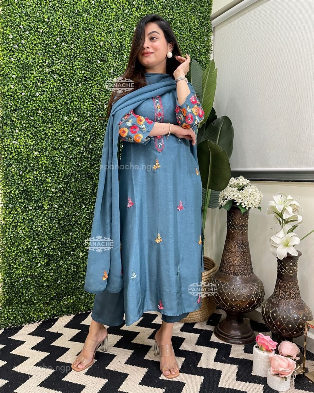 Cotton Trending Women's Kurti Pant And Dupatta Set For Ethenic Wear