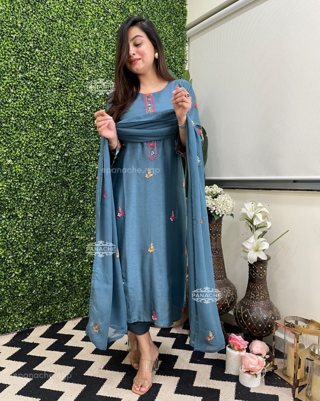 Cotton Trending Women's Kurti Pant And Dupatta Set For Ethenic Wear