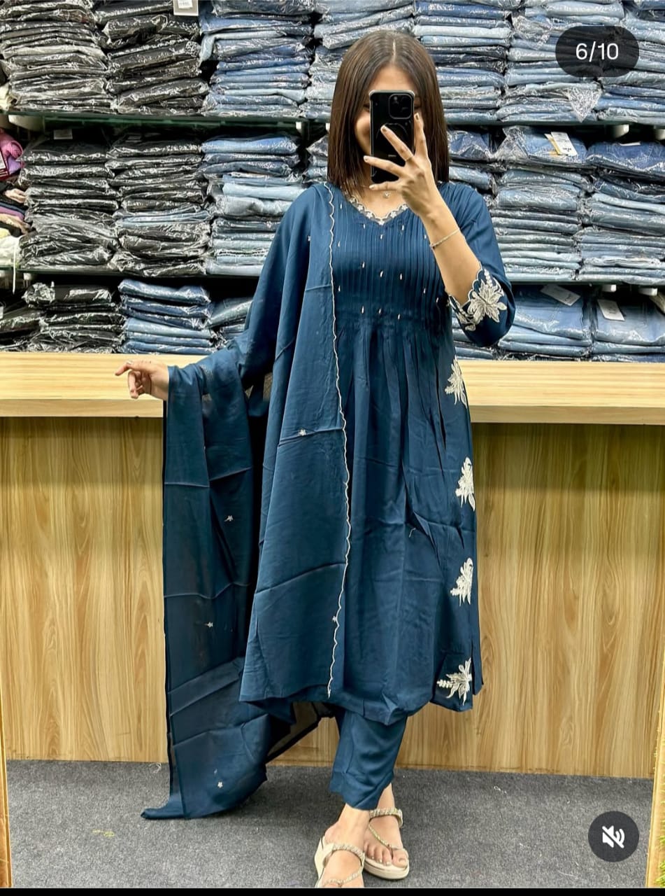 Handblock Printed Kurti And Pant Set With Beautiful Dupatta For Indian Women’s