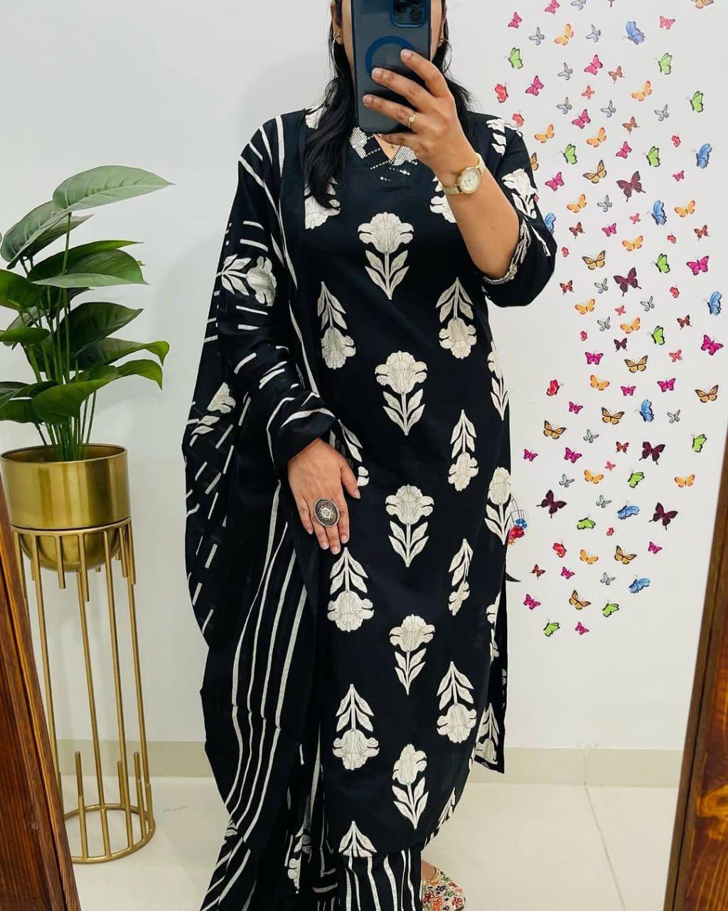 Latest Beautiful Kurti Pant Set With Dupatta For Women’s And Girls