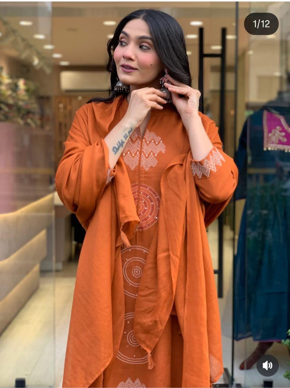 Jaipuri Print Trendy Kurti pant Set With Dupatta For Women’s