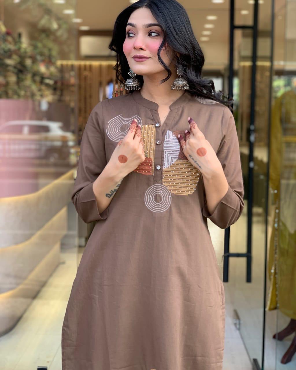 Traditional Indian Wear Cotton Kurti Pant with Dupatta for Women