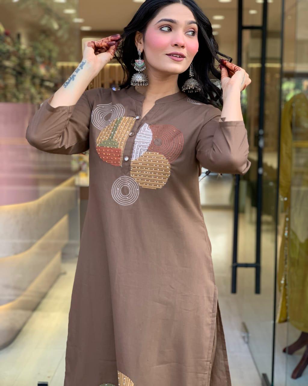 Traditional Indian Wear Cotton Kurti Pant with Dupatta for Women