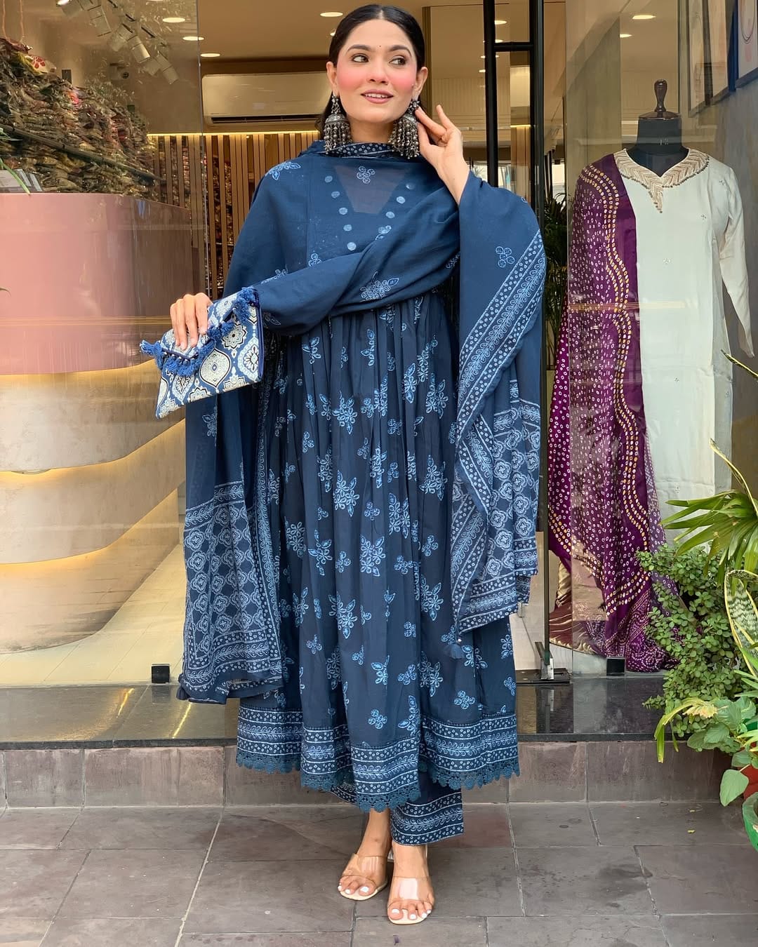 Elegant Ethnic Wear Women's Cotton Kurti Pant Dupatta Set