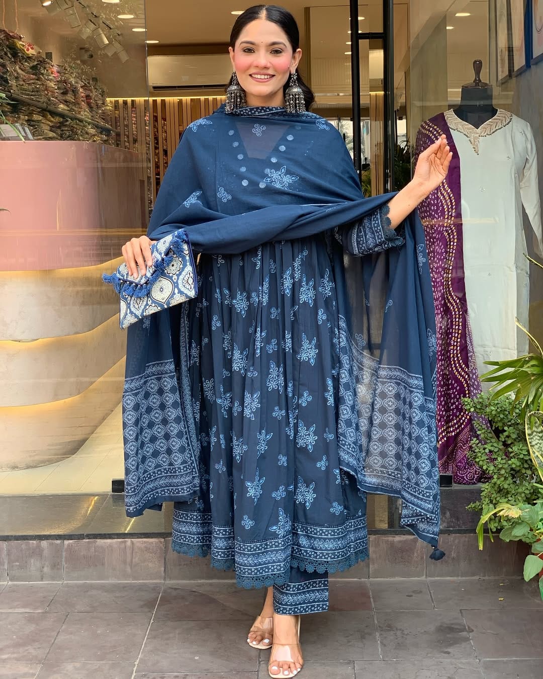 Elegant Ethnic Wear Women's Cotton Kurti Pant Dupatta Set