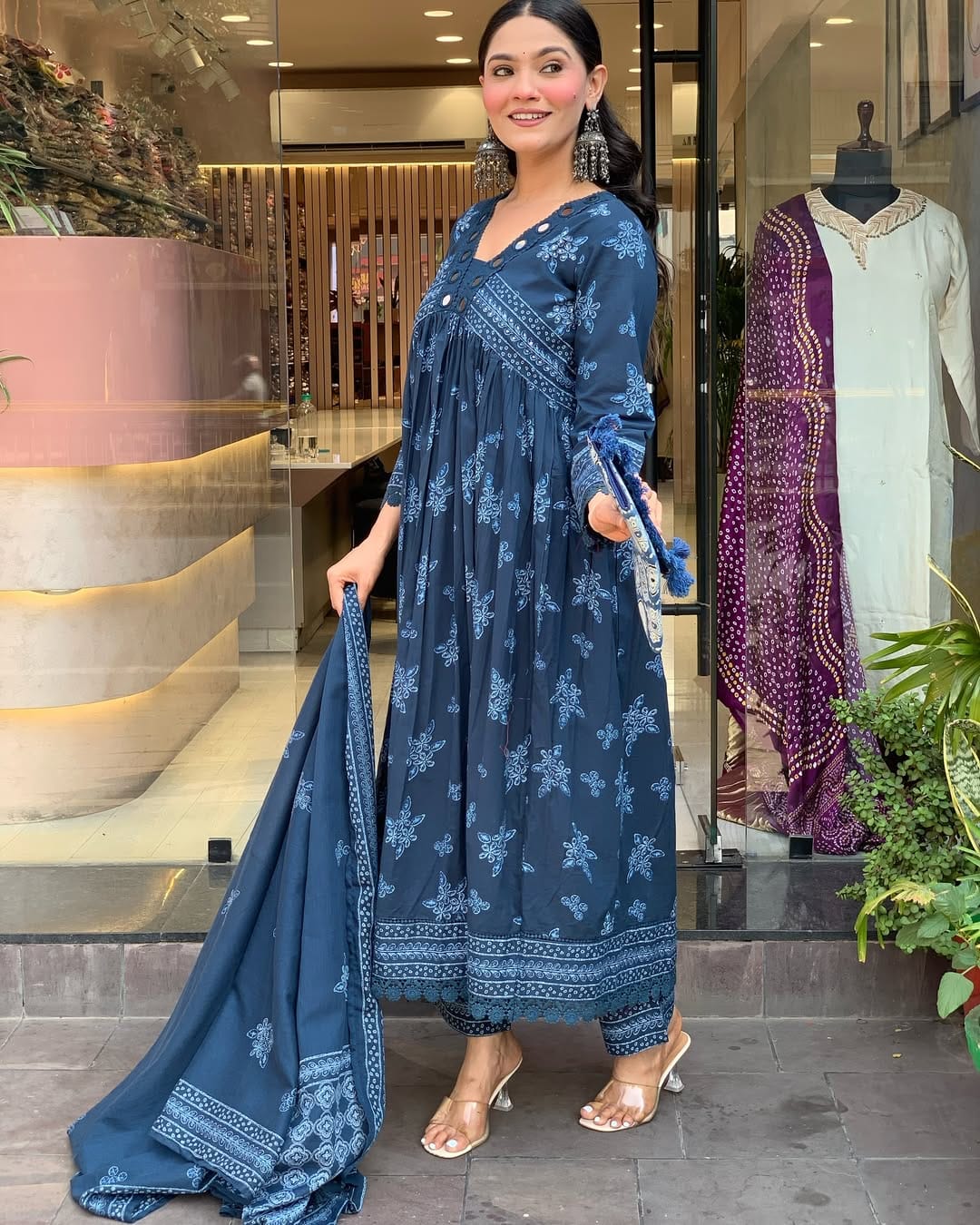 Elegant Ethnic Wear Women's Cotton Kurti Pant Dupatta Set