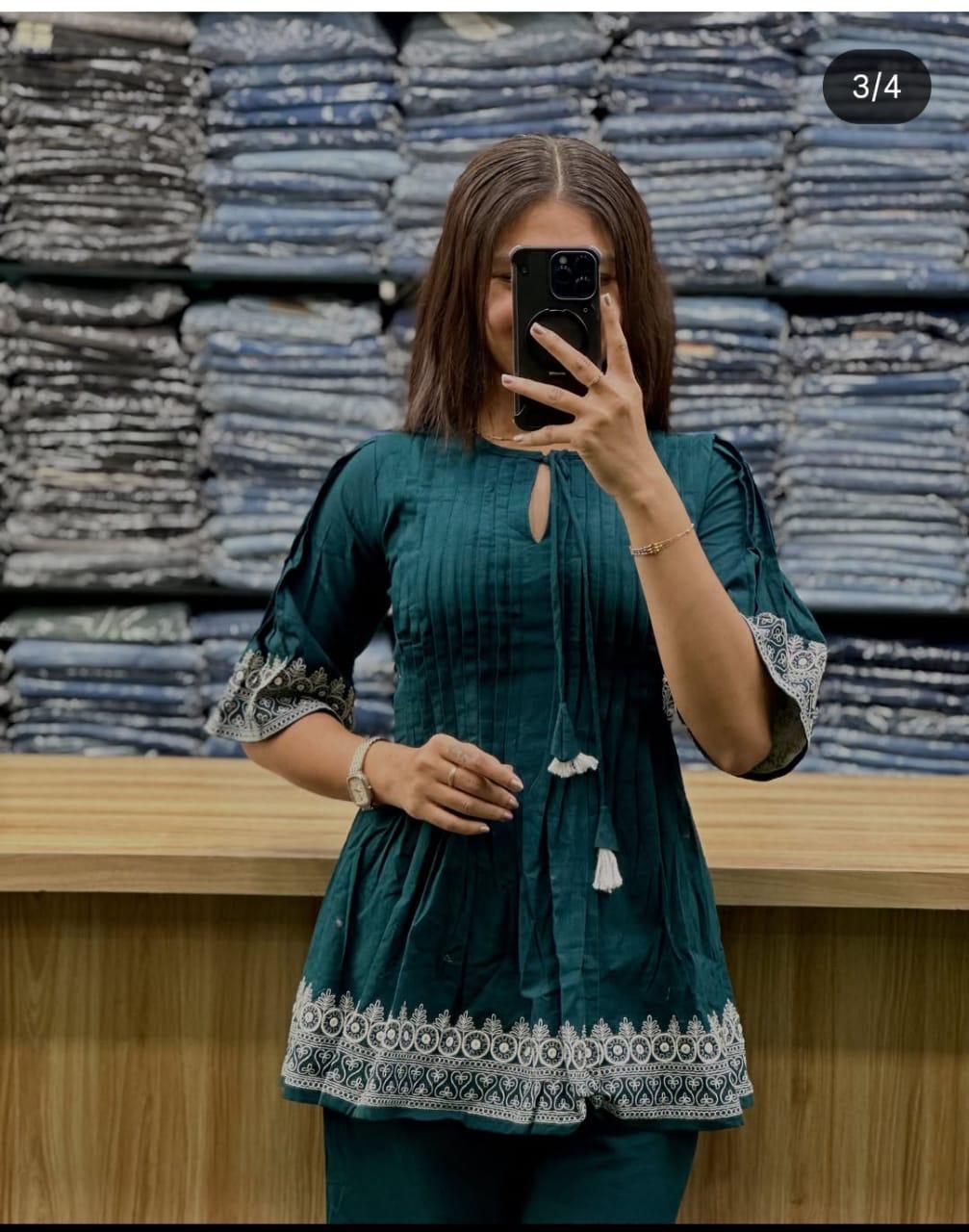 Cotton New Beautiful Kurti And Pant set For womens