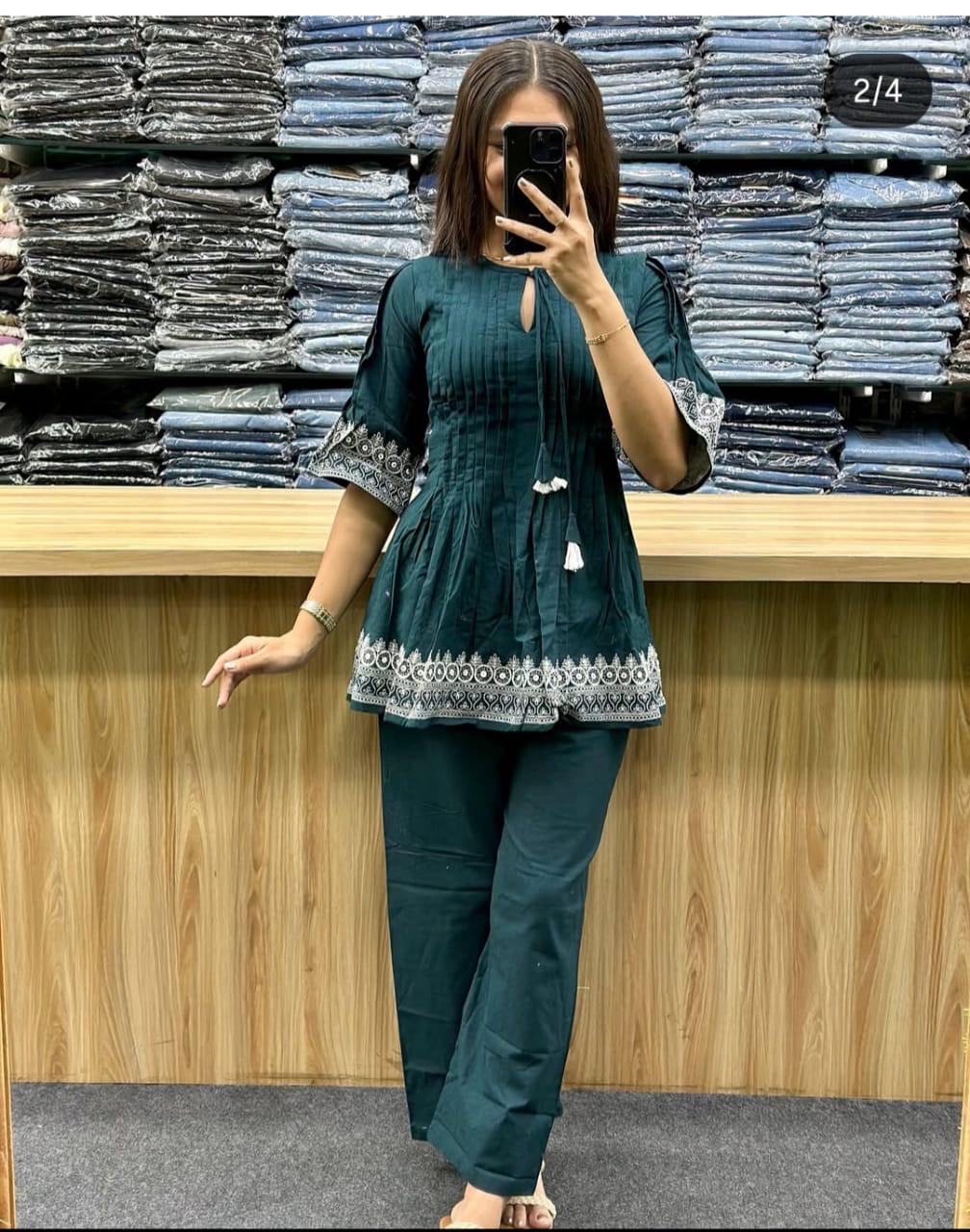 Cotton New Beautiful Kurti And Pant set For womens