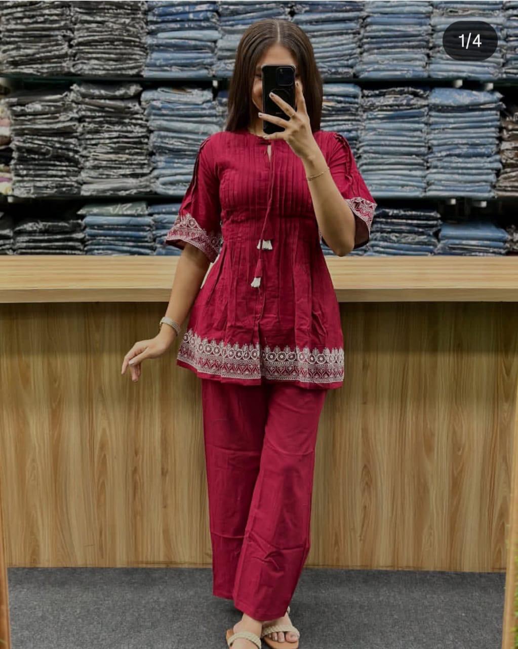 Cotton New Beautiful Kurti And Pant set For womens