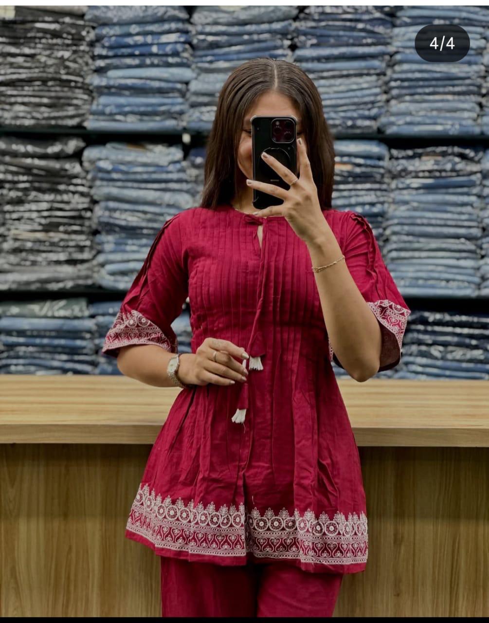 Cotton New Beautiful Kurti And Pant set For womens