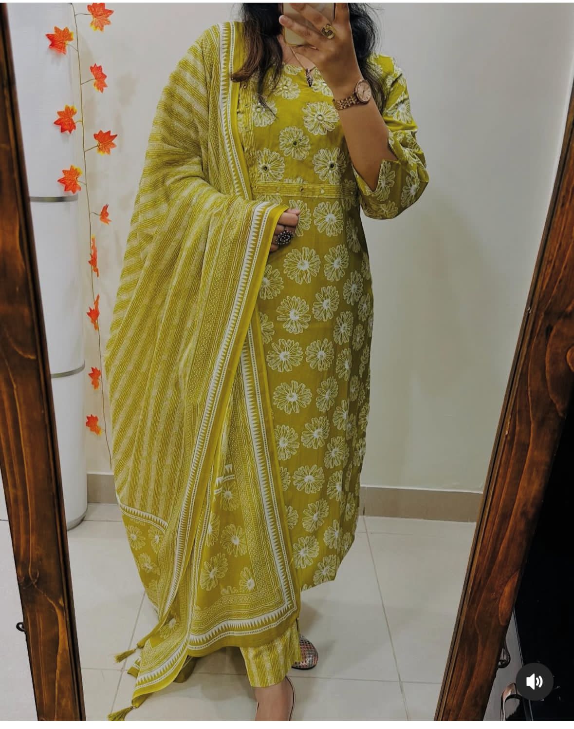 Cotton Trendy Kurta Pant And Dupatta Set With Beautiful Embroidery Work And Floral Print