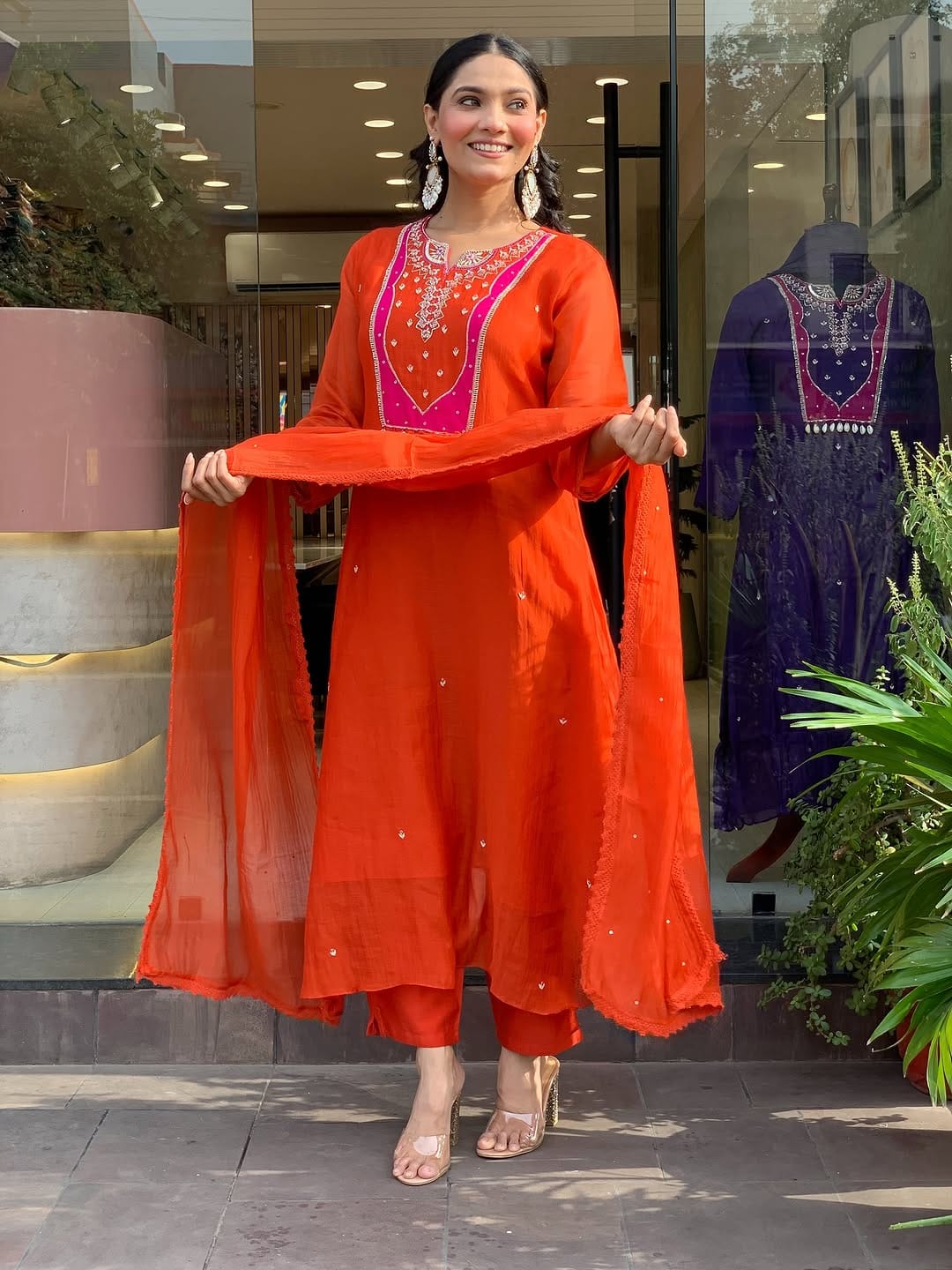 Embroidery Floral Cotton Kurta Pant And Dupatta Set