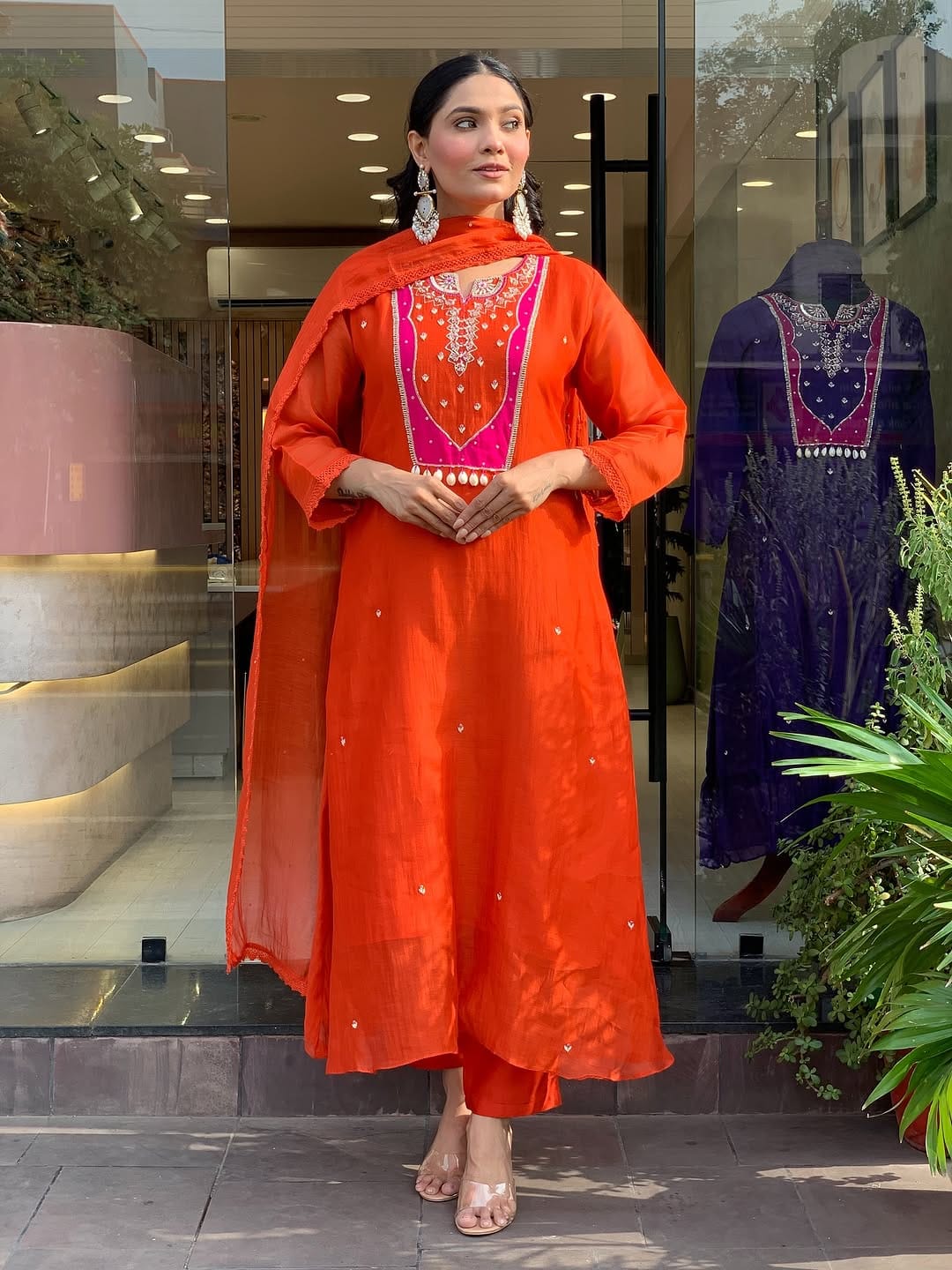 Embroidery Floral Cotton Kurta Pant And Dupatta Set