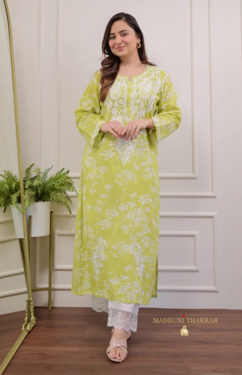 Chikankari Trending New Kurta And Pant Set For Women's