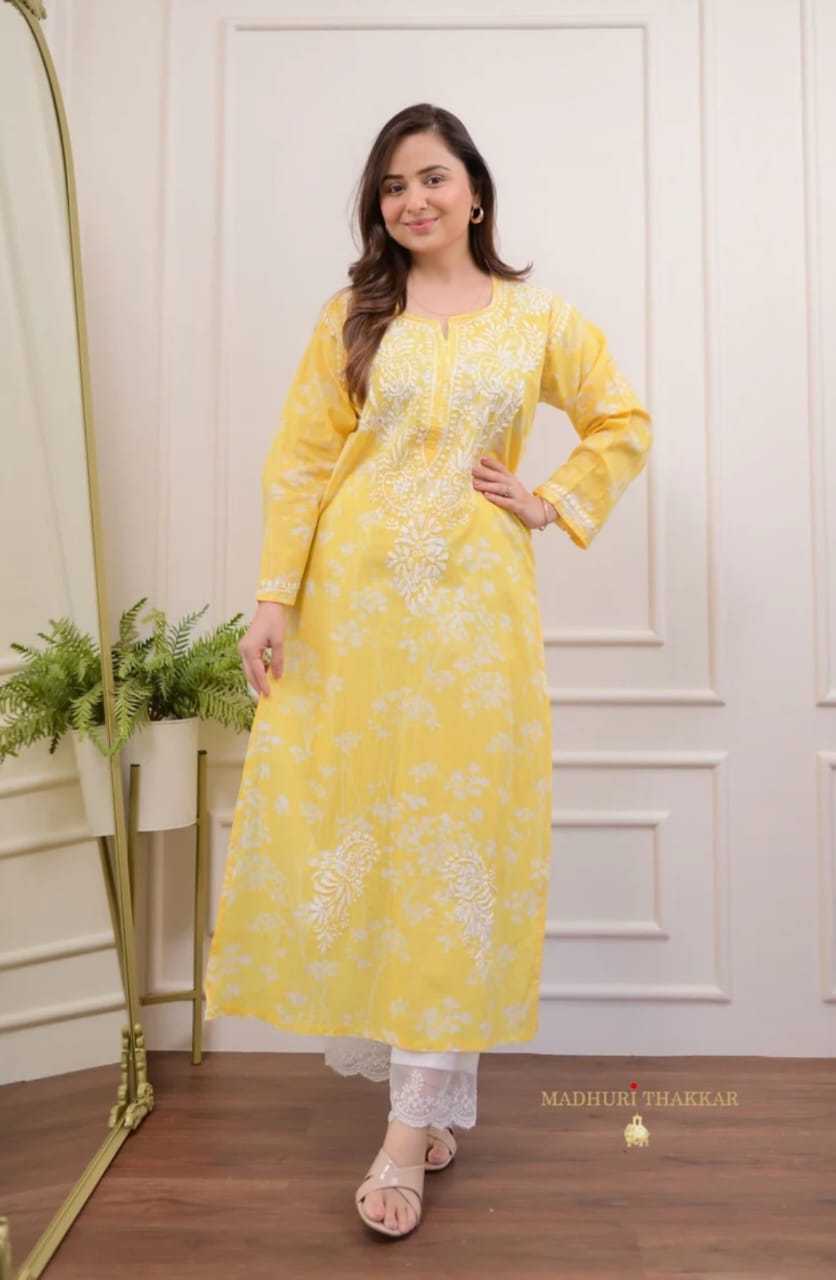Chikankari Trending New Kurta And Pant Set For Women's