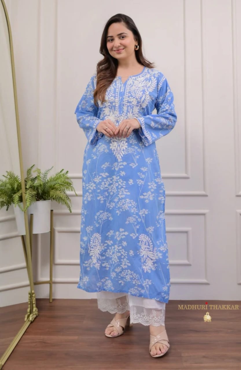 Chikankari Trending New Kurta And Pant Set For Women's