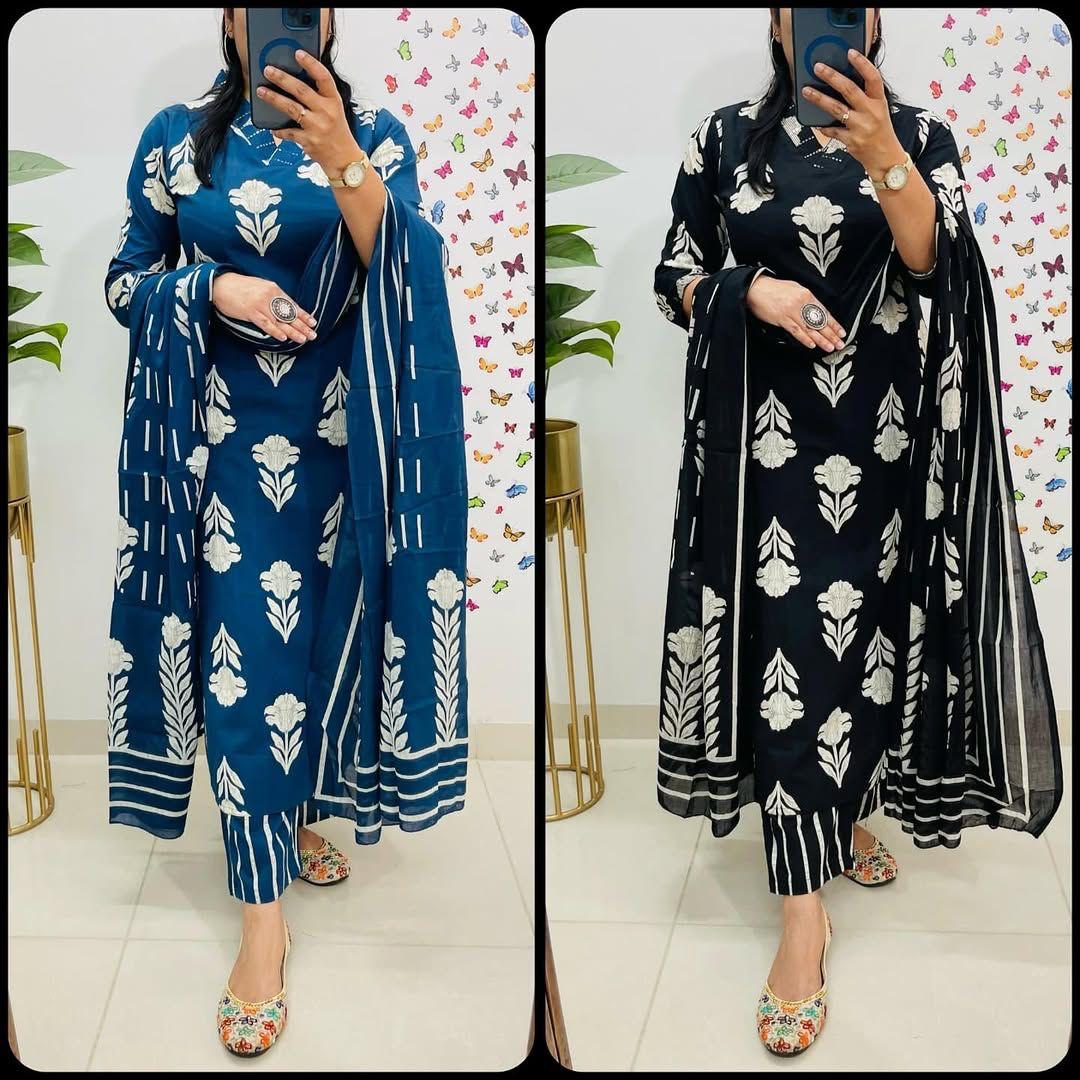 Latest Beautiful Kurti Pant Set With Dupatta For Women’s And Girls