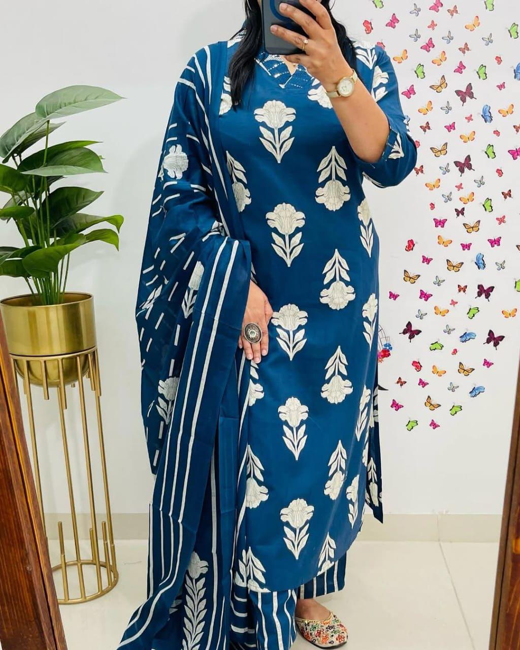 Latest Beautiful Kurti Pant Set With Dupatta For Women’s And Girls