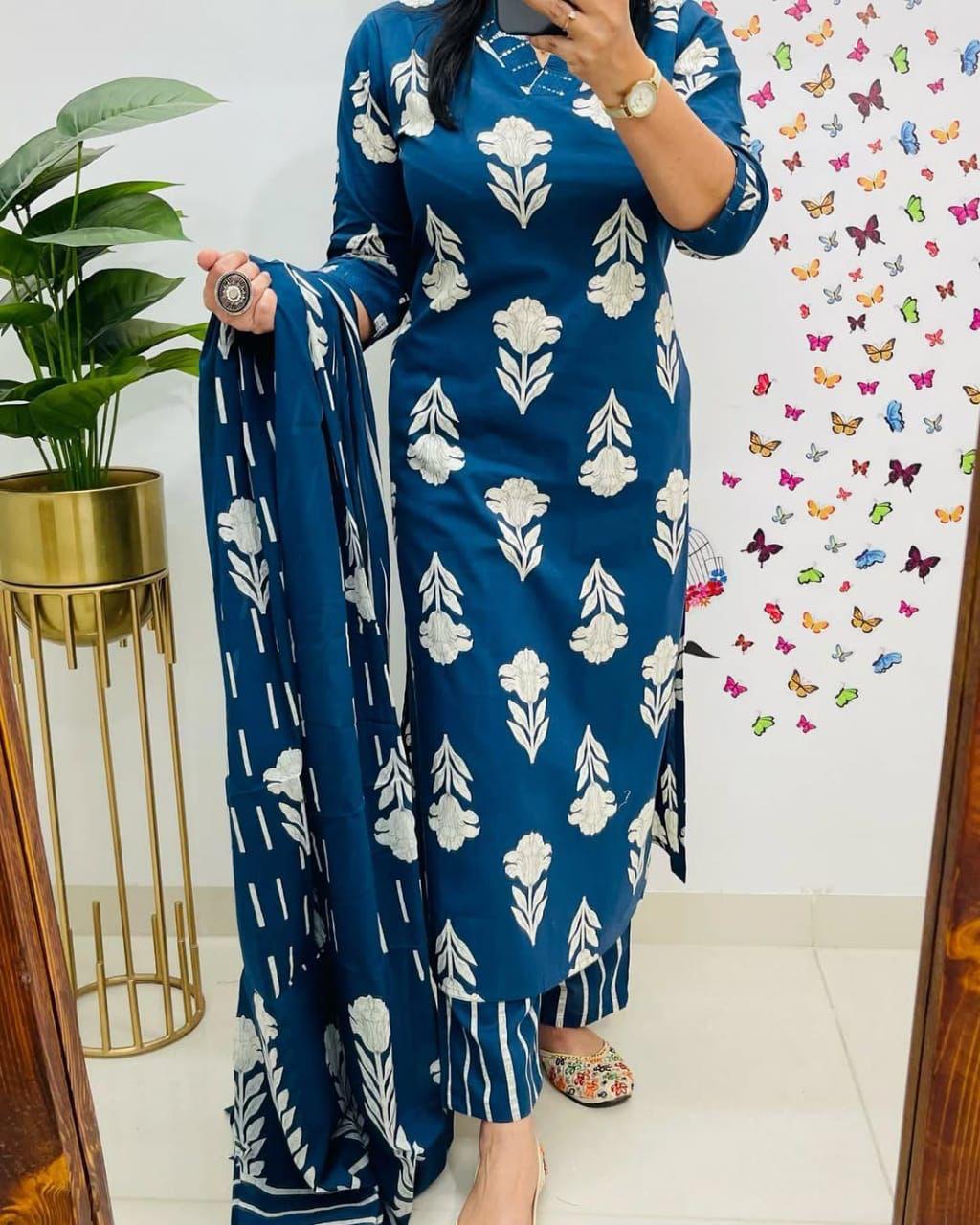 Latest Beautiful Kurti Pant Set With Dupatta For Women’s And Girls