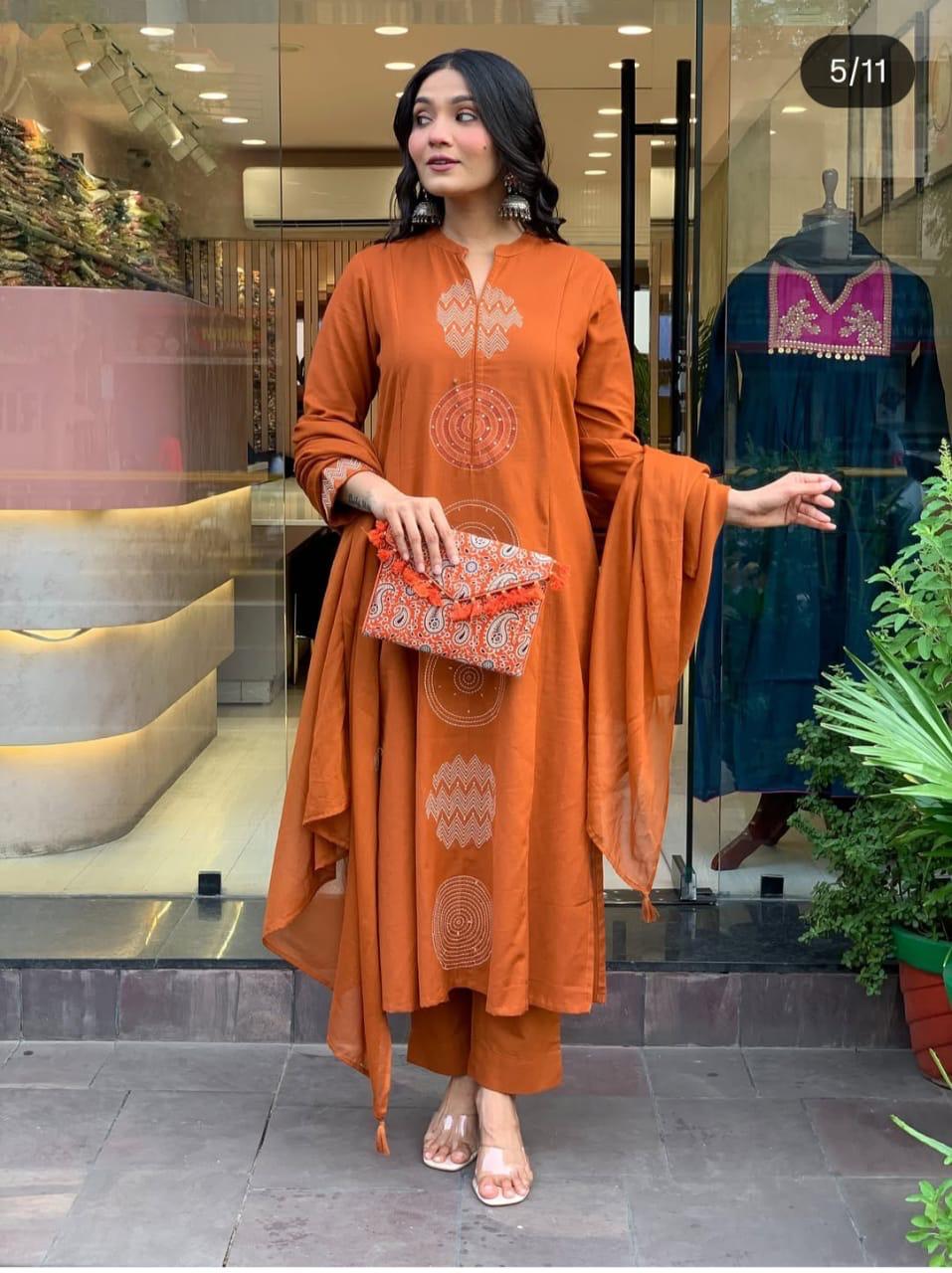 Jaipuri Print Trendy Kurti pant Set With Dupatta For Women’s