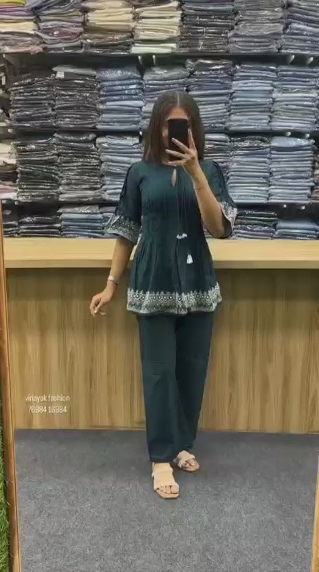 Cotton New Beautiful Kurti And Pant set For womens